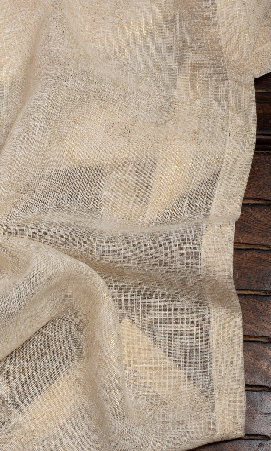 Metallic Accents Sheer Home Décor Fabric By the Metre (Beige)