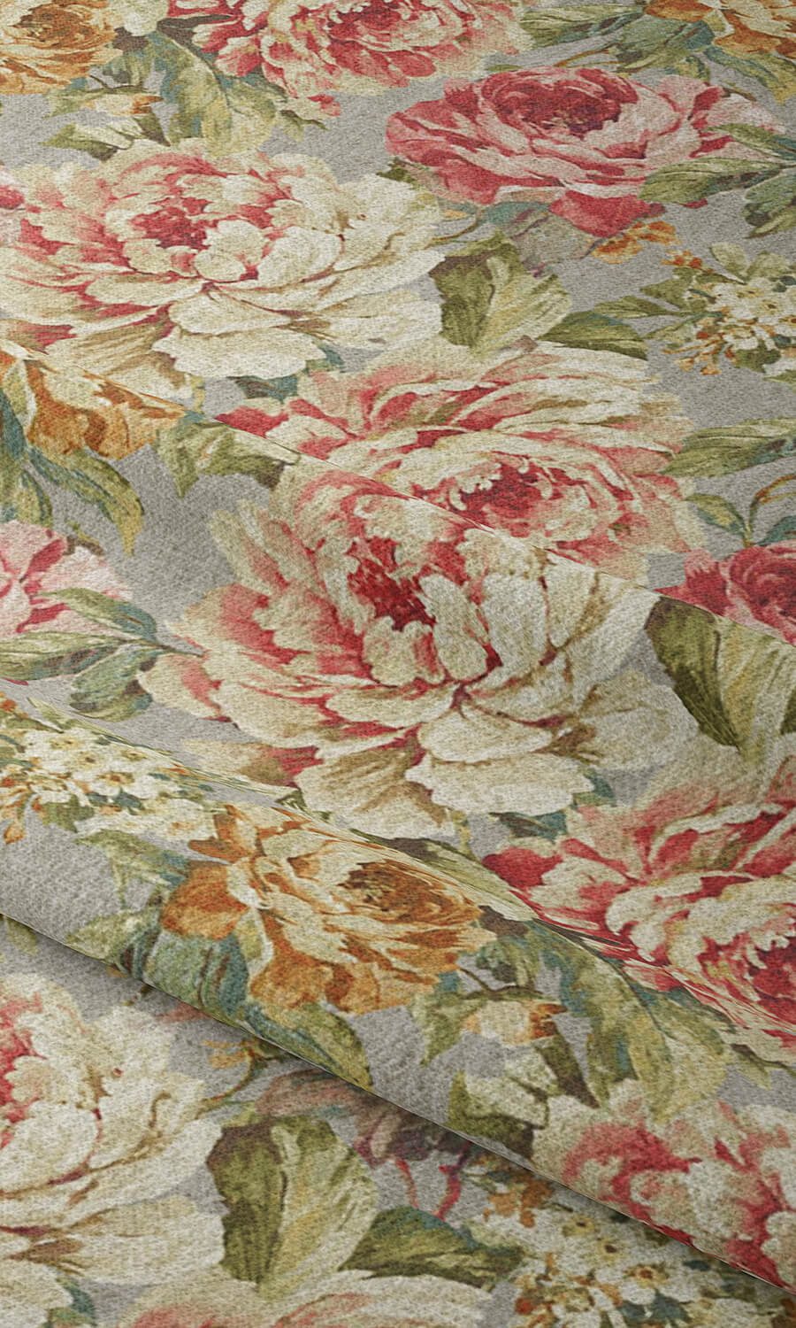 Floral Print Free Fabric Material Sample (Pink/ Orange)