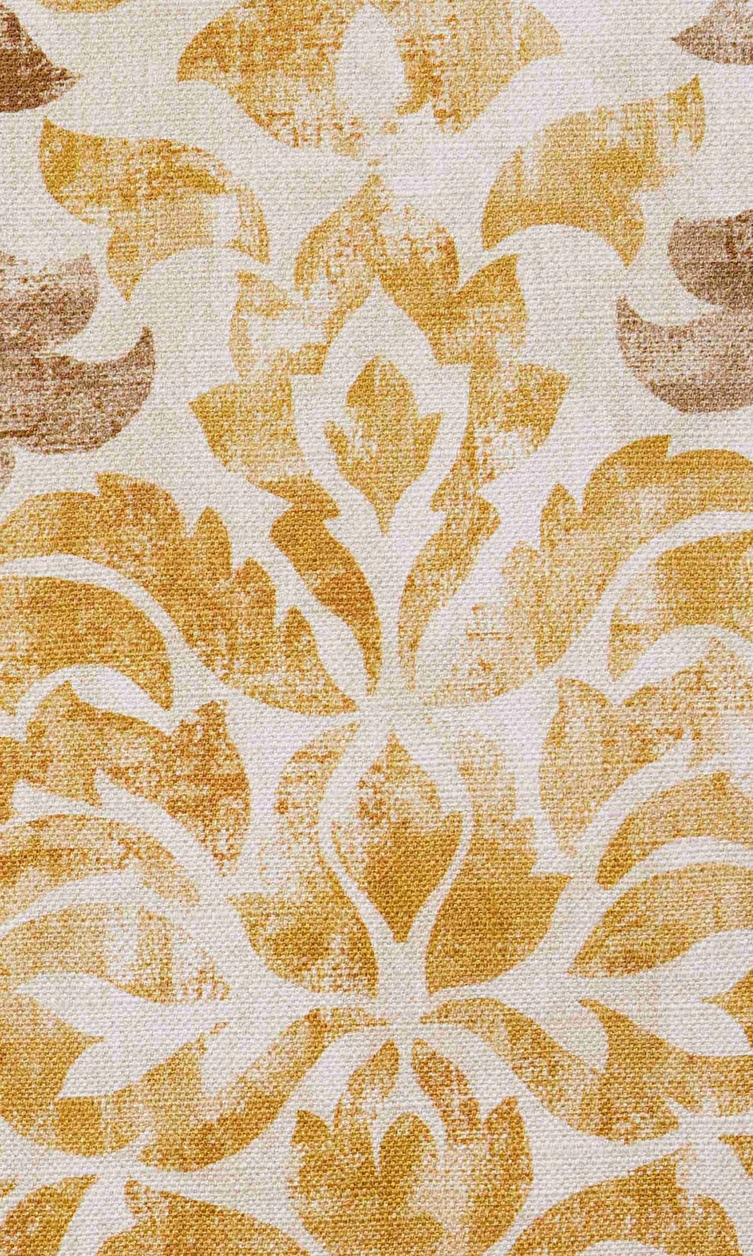 Damask Cotton Home Textile Fabric Material Sample (Ocher Yellow/ Mocha Brown)