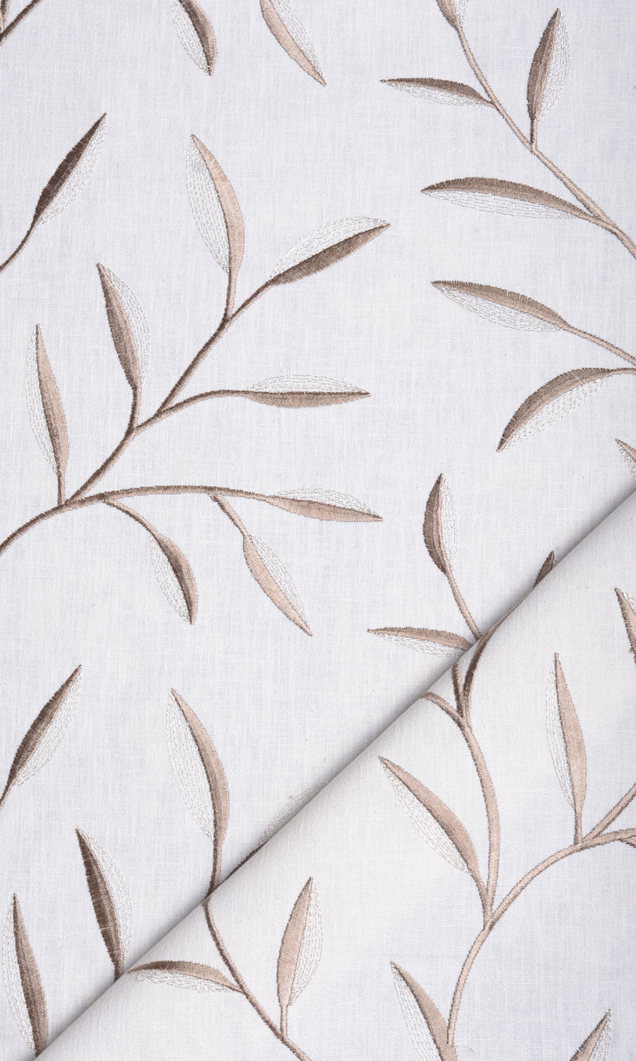 Floral Embroidery Free Fabric Material Sample (Cream)