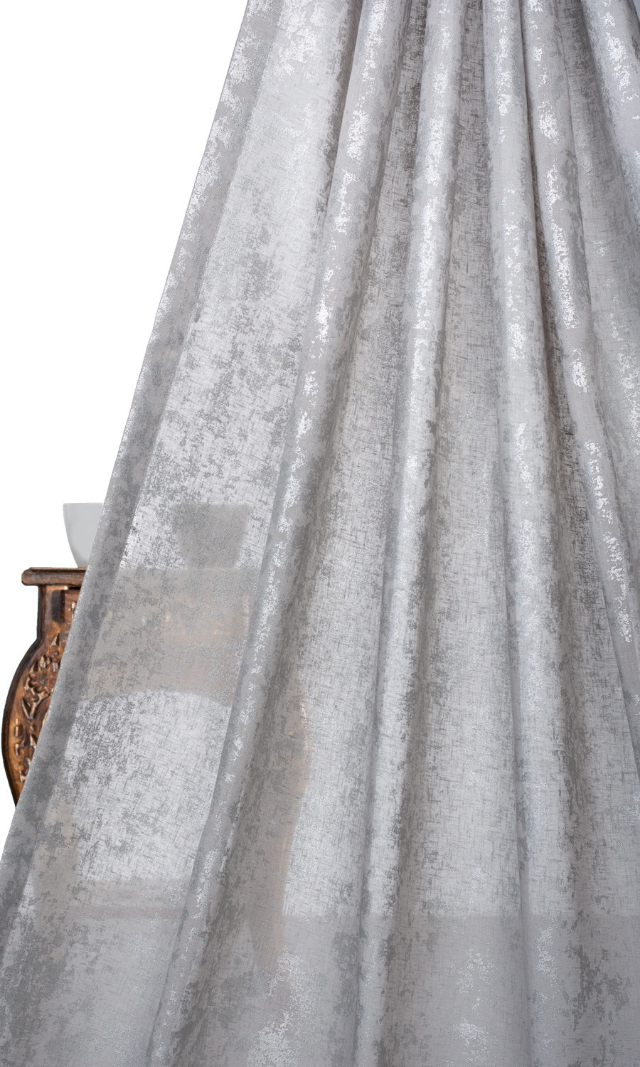 Metallic Accents Sheer Window Treatments Fabric By the Metre (Gray)