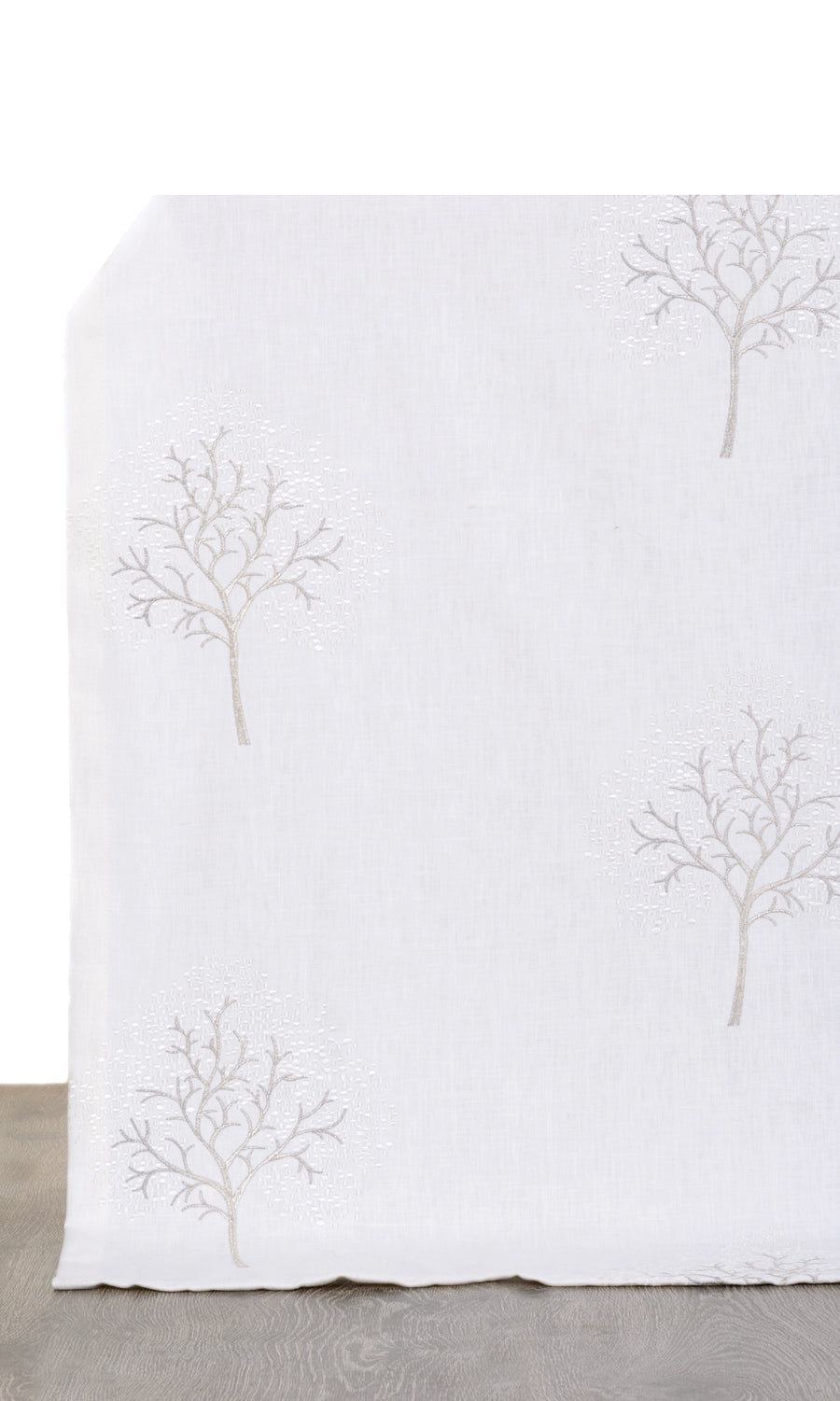 Embroidery Patterned Window Treatments Fabric By the Metre (Pure White/ Gray)