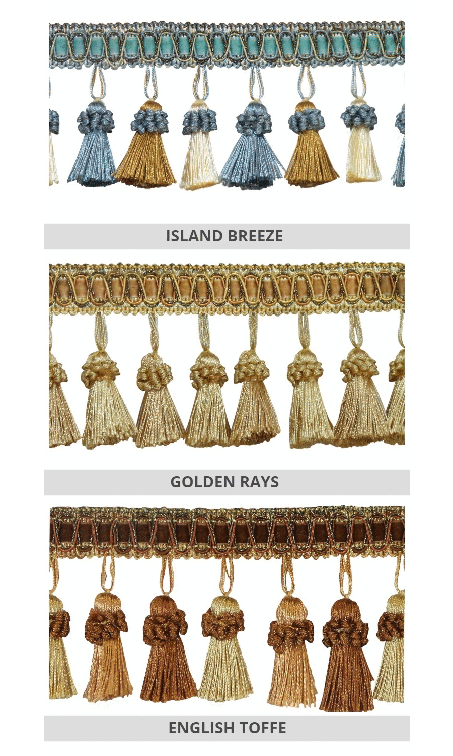 Tassel trimming for roman blinds