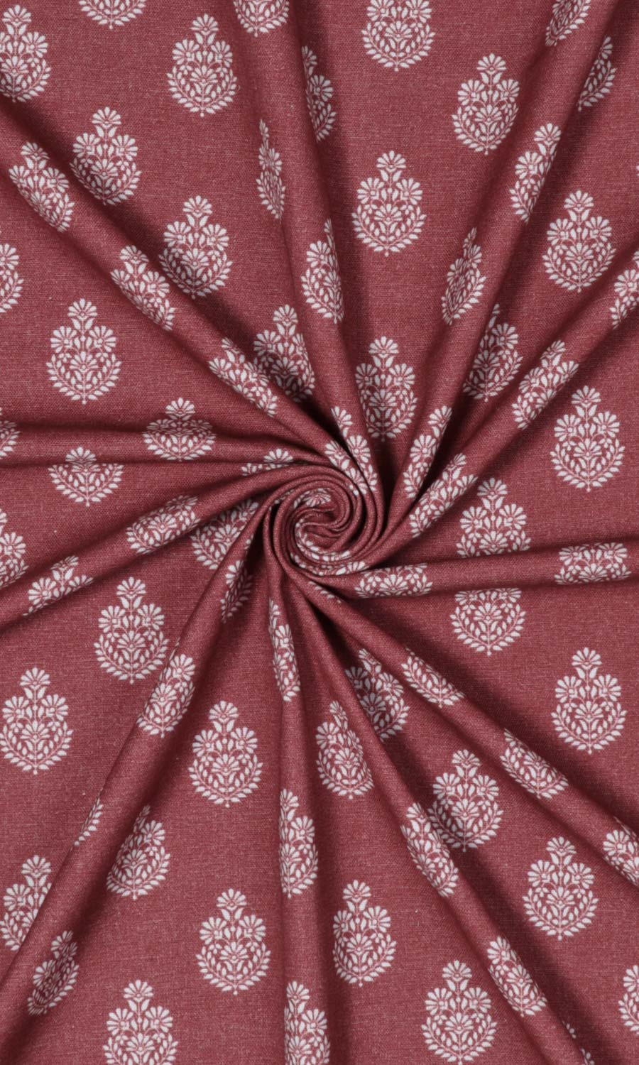 Floral Cotton Fabric Material By the Metre (Maroon Red)