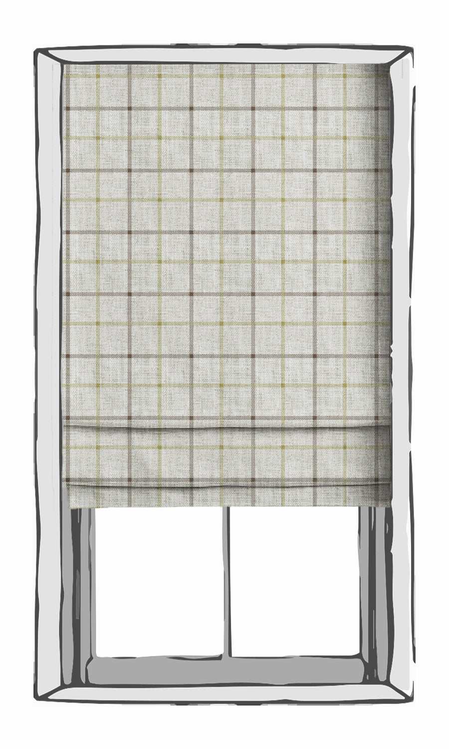 Check Patterned Free Fabric Material Sample (White/ Green)
