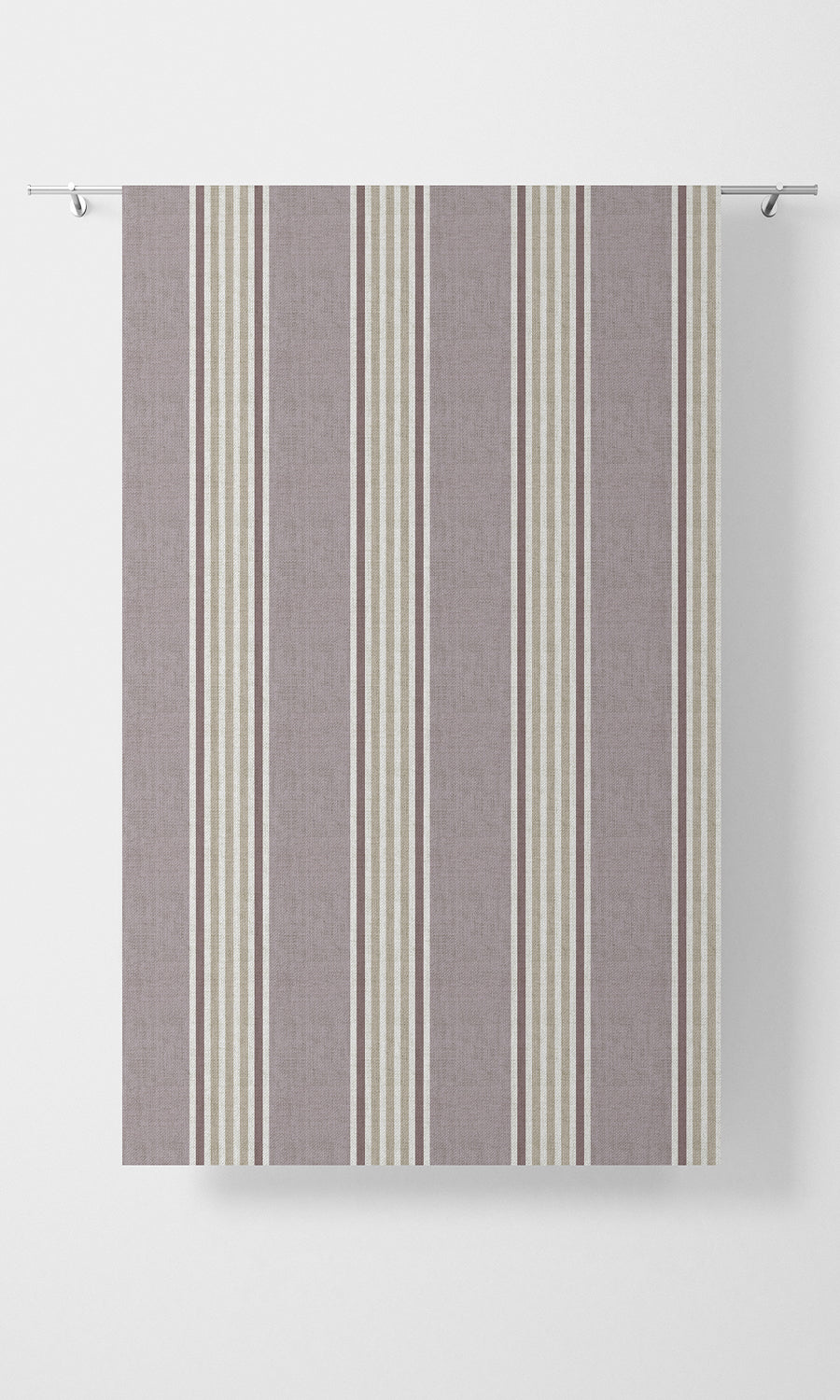 Striped Fabric Material By the Metre (Mauve/ Beige/ Ivory)