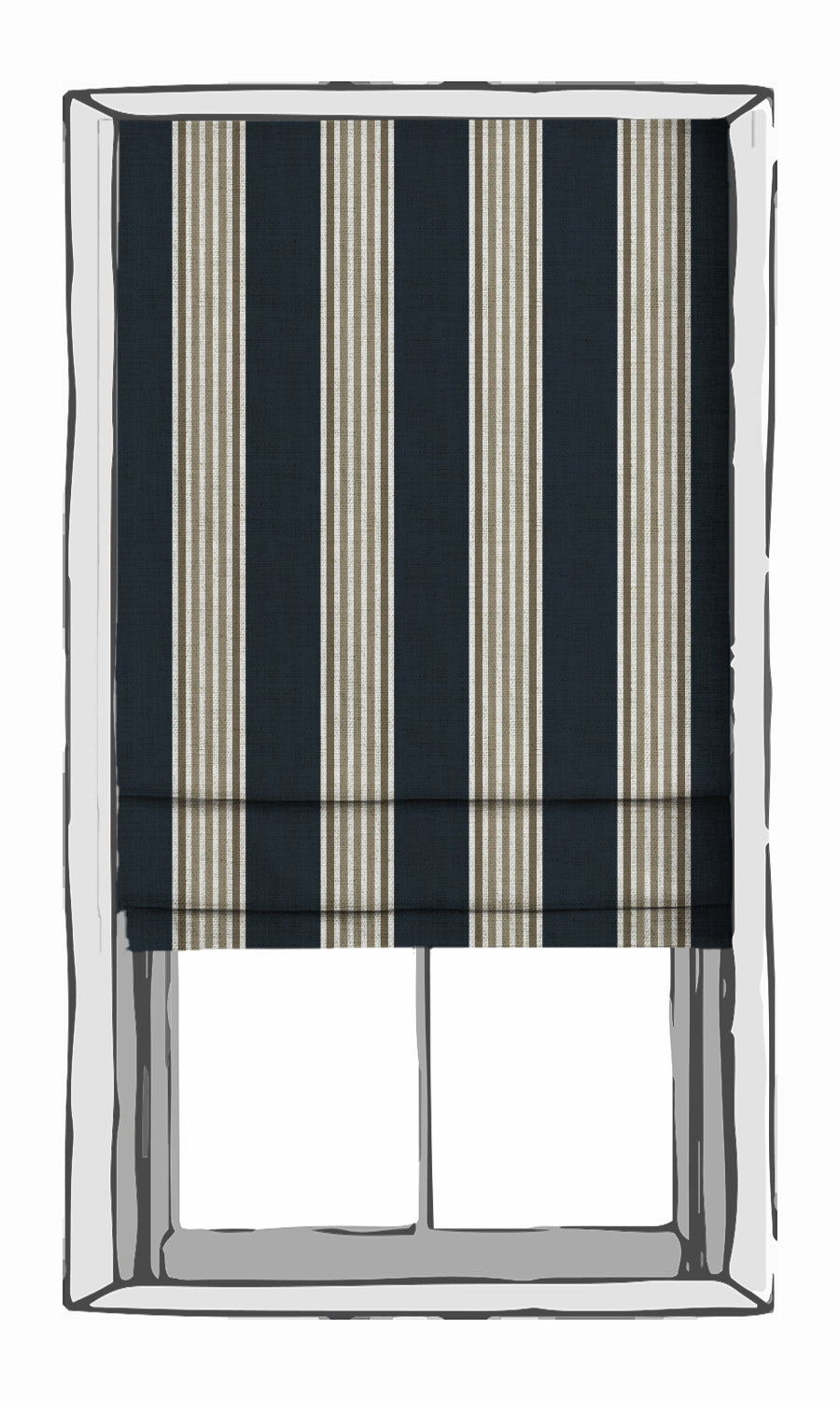 Modern Striped Free Fabric Material Sample (Navy Blue/ Brown)