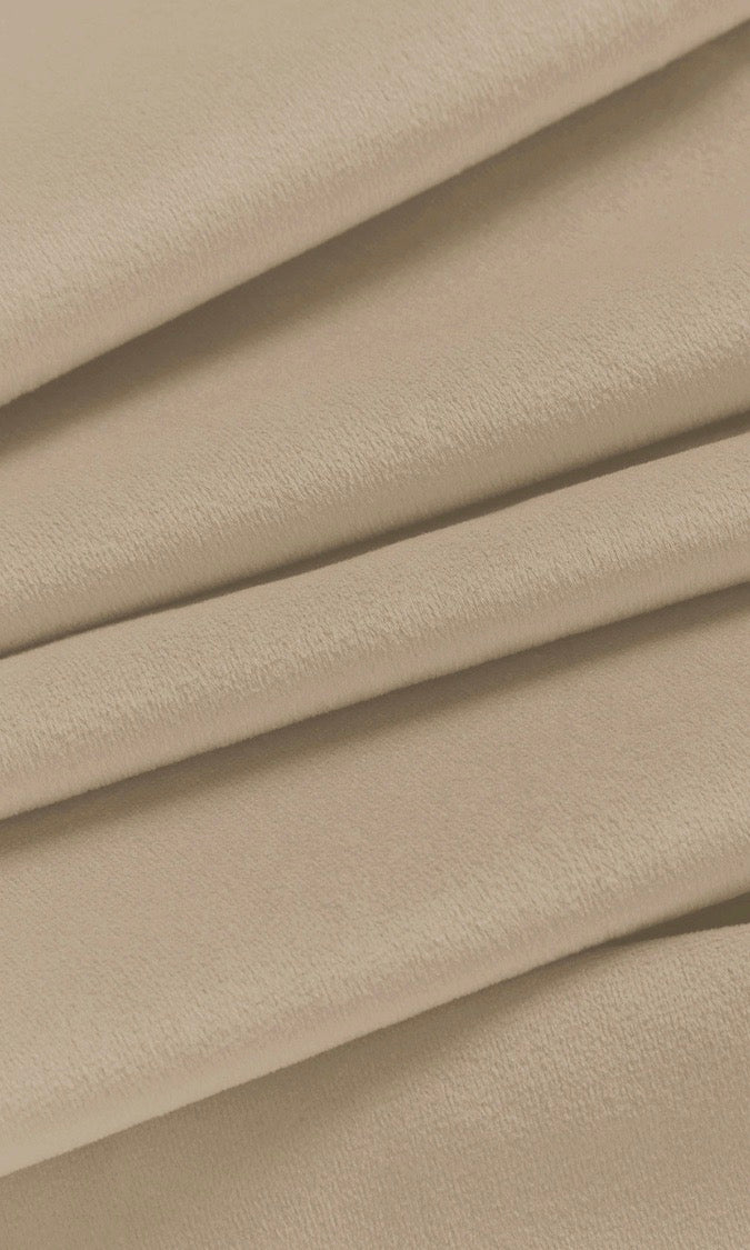 Velvet Home Textile Fabric Material By the Metre (Beige/ Tan)