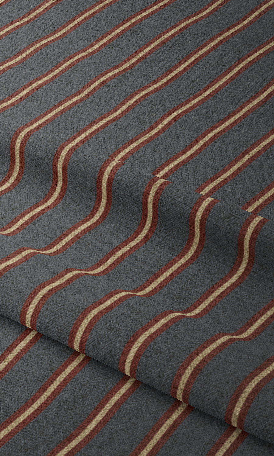 Modern Striped Free Fabric Material Sample (Grey & Red)