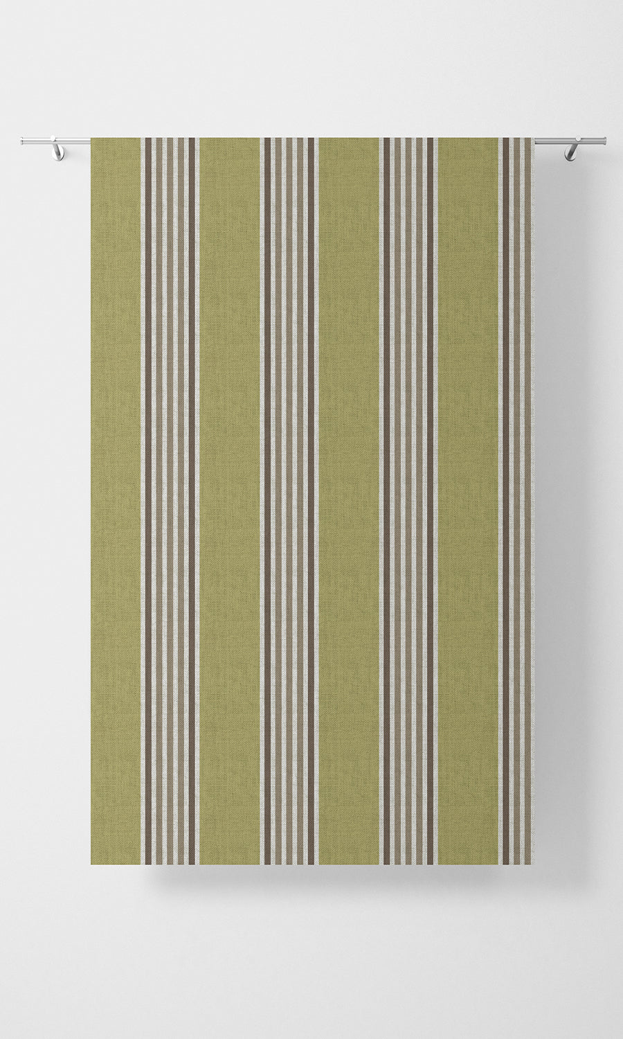 Striped Home Textile Fabric Material Sample (Chartreuse Green/ Brown)