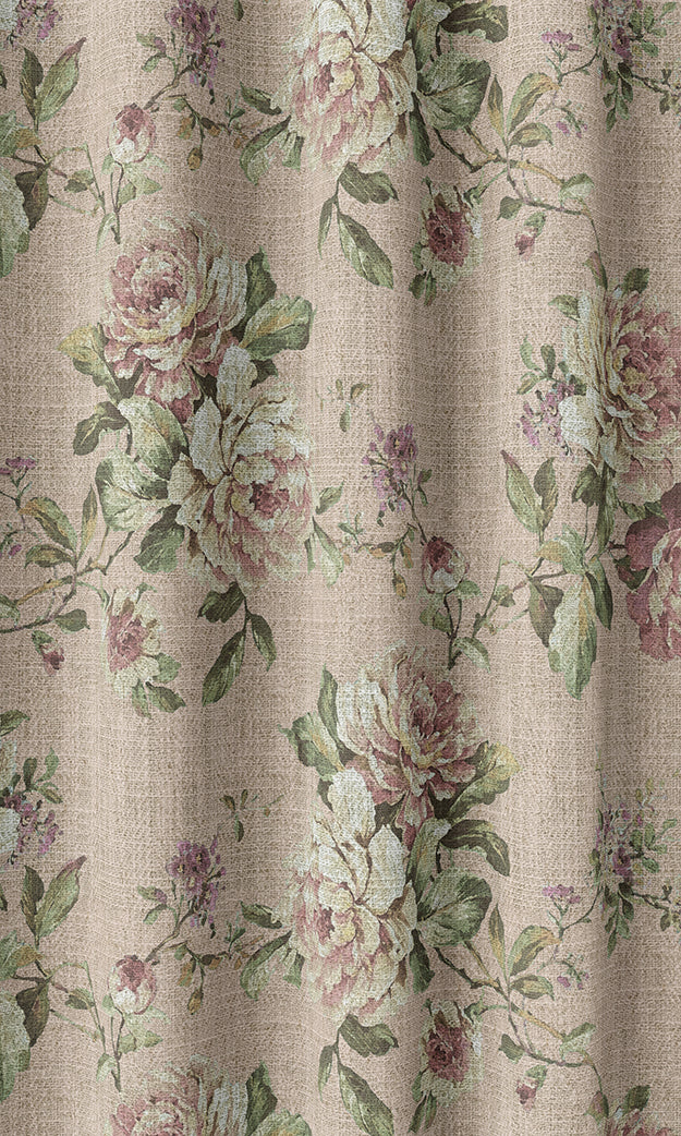 Classic Floral Print Home Textile Fabric Material Sample (Pink)