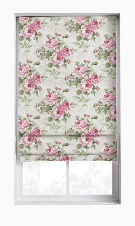 Floral Dimout Window Treatments Fabric Sample (Pink/ White/ Green)