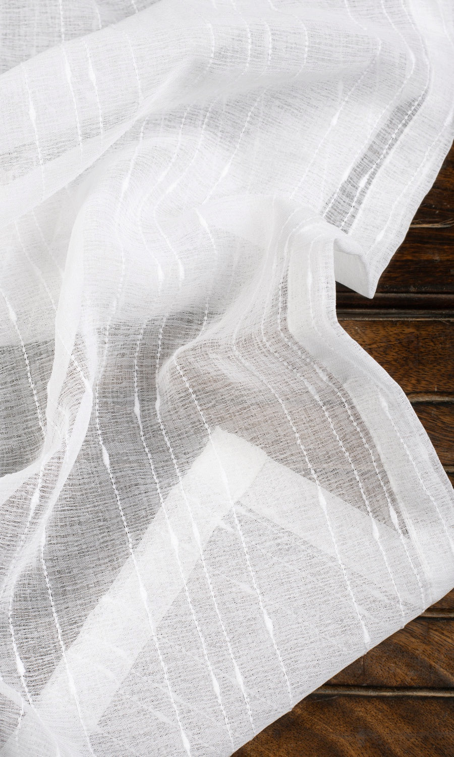 Striped Sheer Window Treatments Fabric By the Metre (White)
