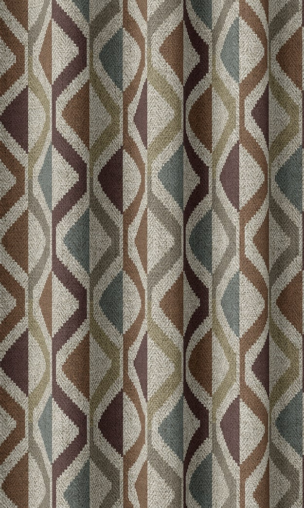 Geometric Print Window Treatments Fabric By the Metre (Blue/ Orange/ Deep Purple)