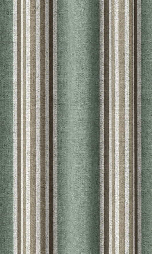 Striped Home Décor Fabric Sample (Duck Egg Blue/ Brown/ White)