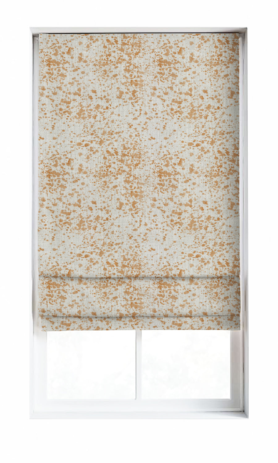 Abstract Print Window Treatments Fabric Sample (White/ Orange/ Brown)