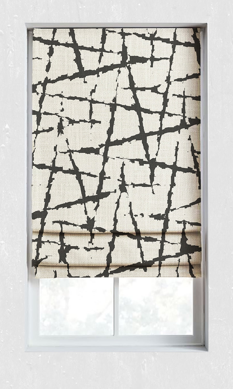 Modern Geo Print Window Treatments Fabric By the Metre (Black/ Ivory)