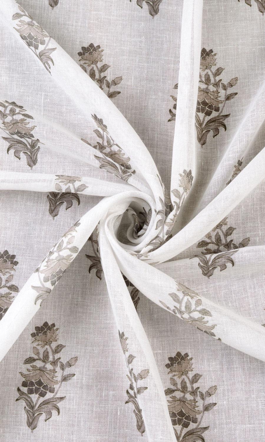 Sheer Floral Roman Shades (White/ Greige) Extra Long Short Wide