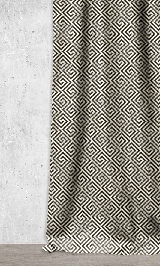 Print Home Décor Fabric By the Metre (Black/ Ivory)