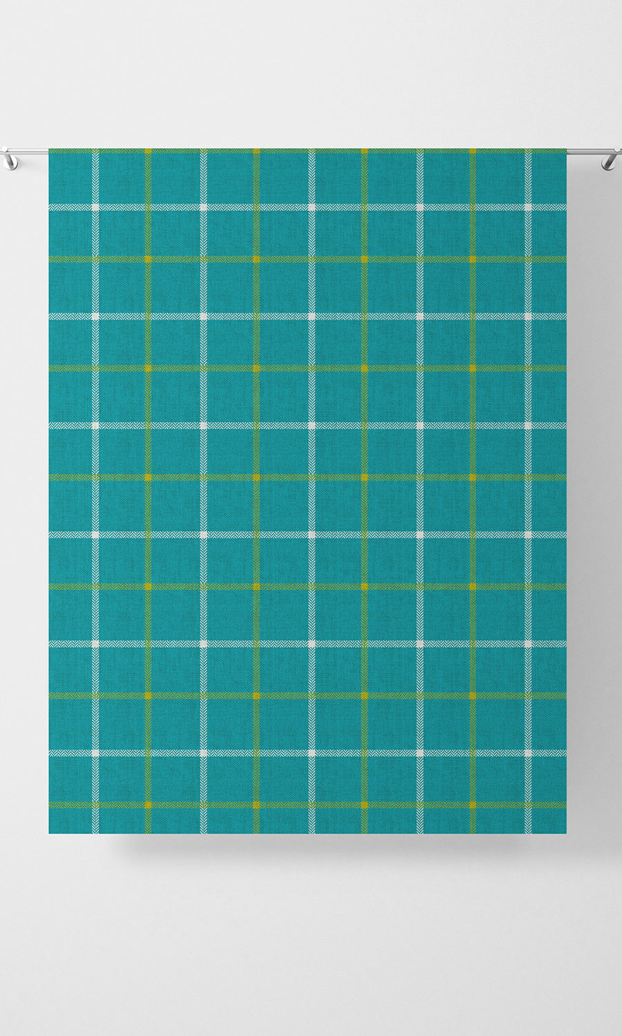Modern Check Print Free Fabric Material Sample (Turquoise Blue)