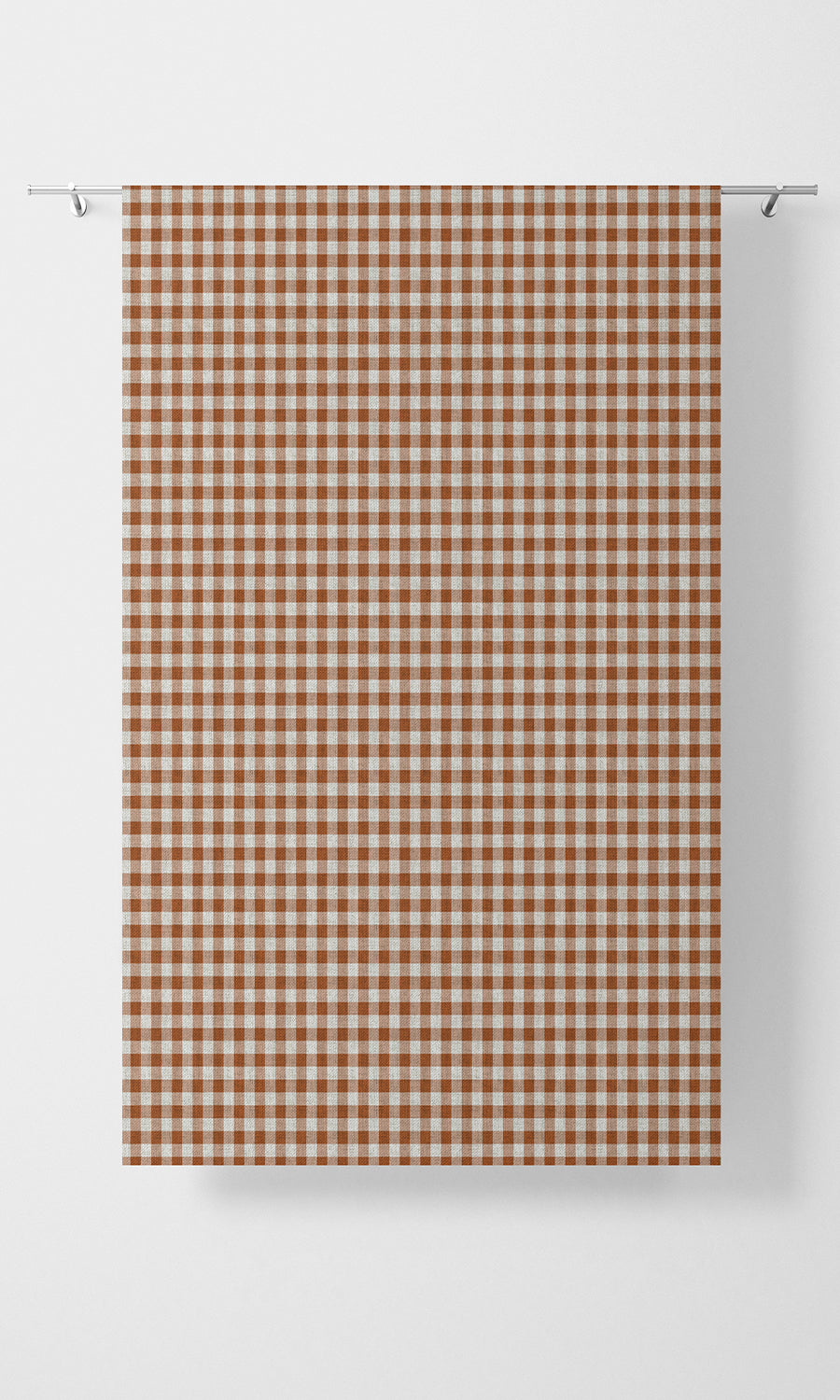 Checked Home Textile Fabric Material Sample (Burnt Orange/ White)