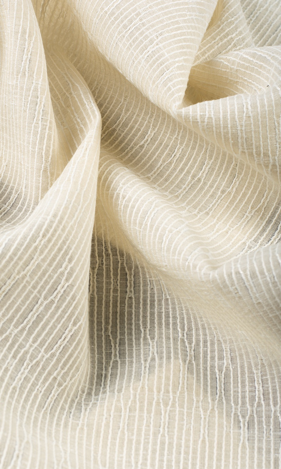 Textured Sheer Fabric Material By the Metre (Ivory-Beige)