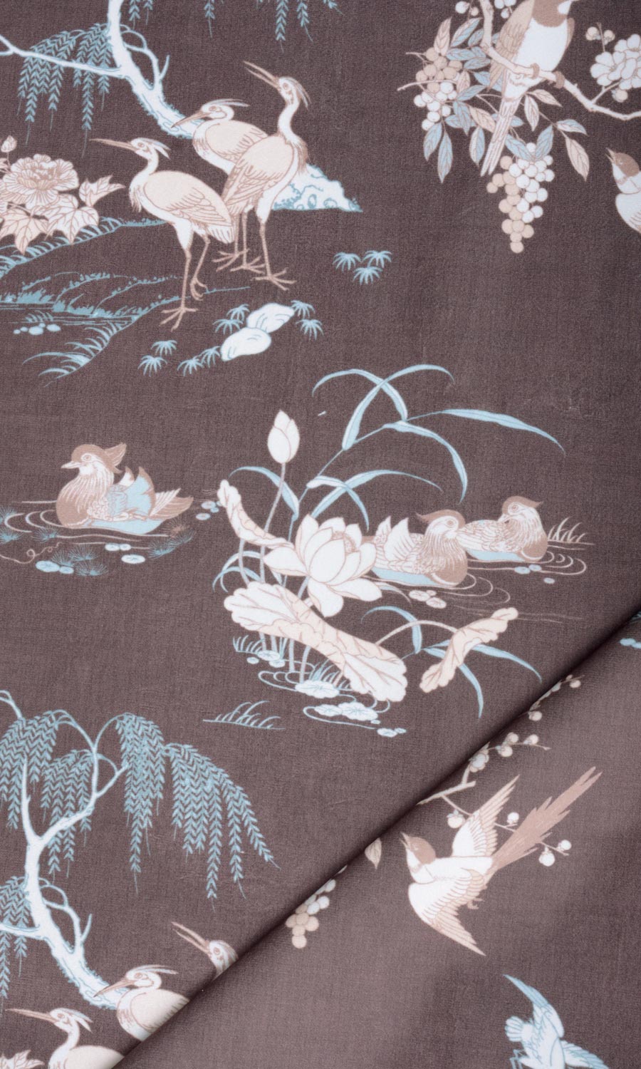 Chinoiserie Toile Velvet Flat, Plain, Fake, Faux, European Relaxed Roman Blinds (Deep Wine/ Brown)