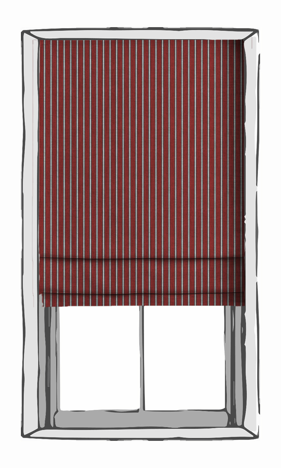 Modern Striped Window Treatments Fabric Sample (Slate Grey/ Red)