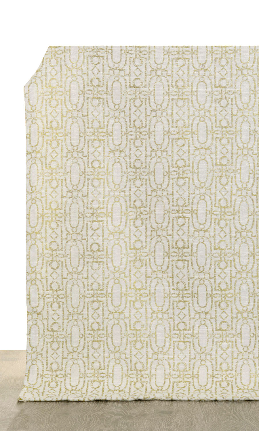 Trellis Poly-Cotton Window Treatments Fabric By the Metre (Off White/ Green)