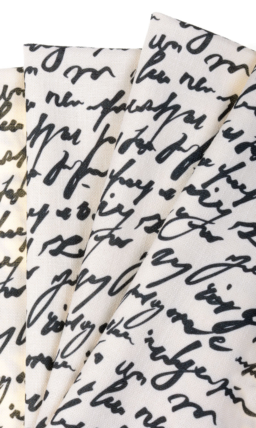 Script Print Fabric Sample for Roman Blinds & Shades (Paper White/ Ink Black)