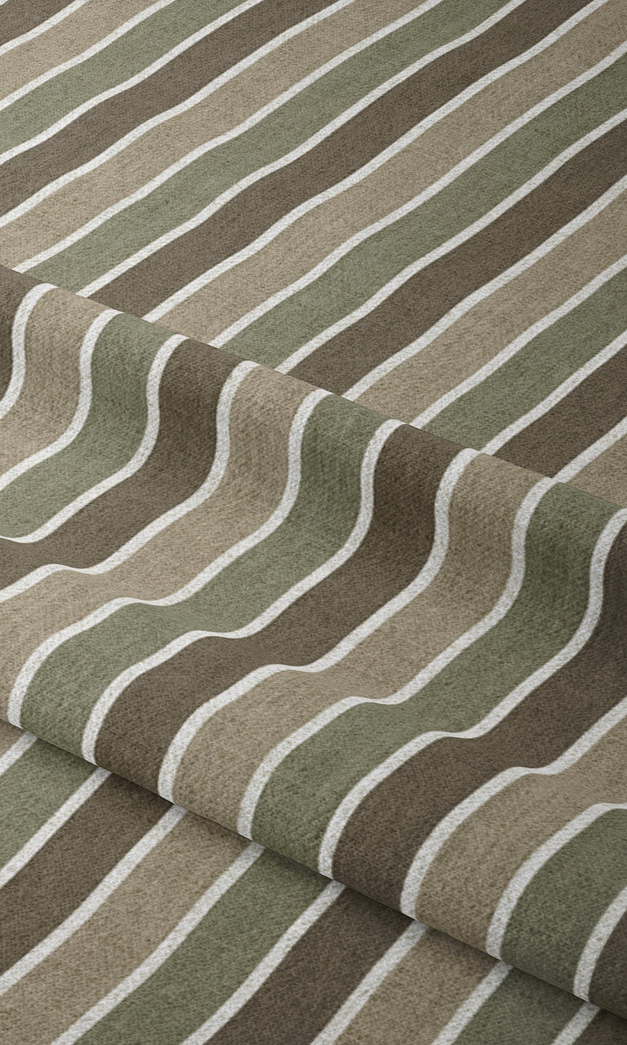 Striped Window Treatments Fabric Sample (Olive Green/ Brown/ Beige)