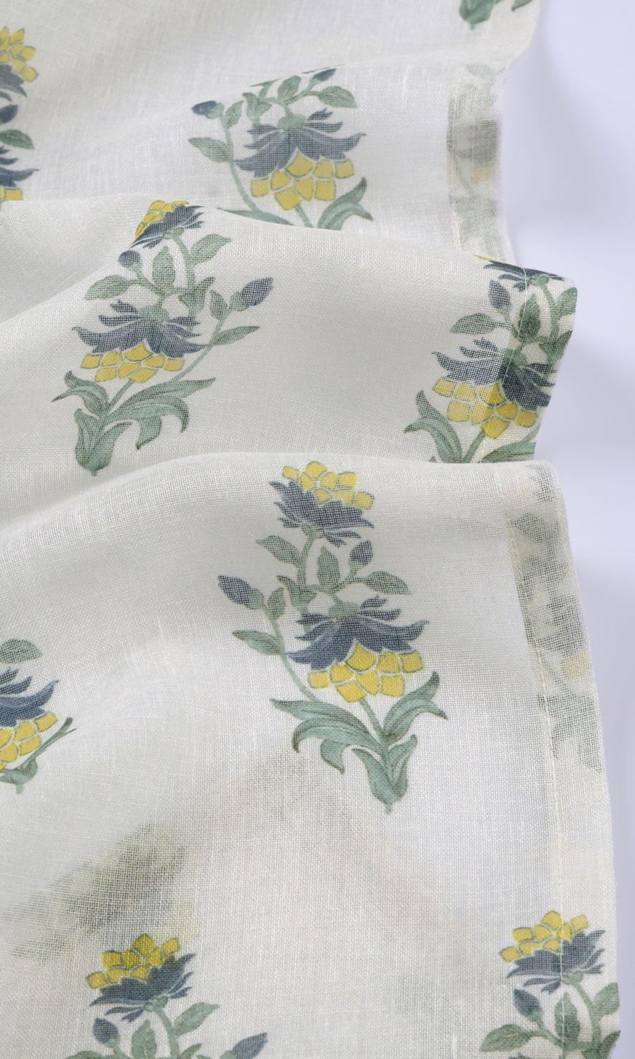 Sheer Floral Roman Blinds & Window Shades (White/ Green/ Yellow)