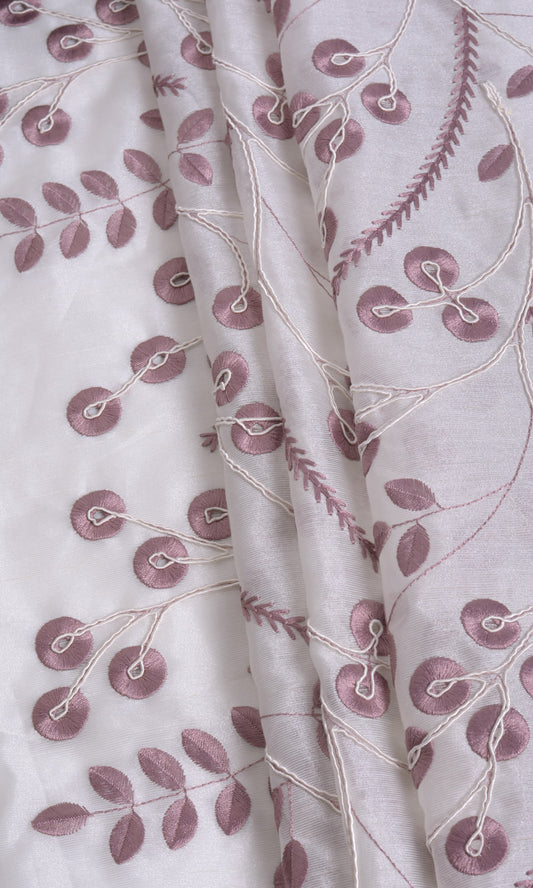 Nature Inspired Home Décor Fabric By the Metre (White/ Pink)