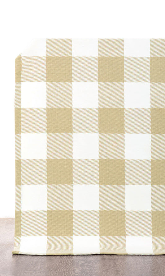 Buffalo Plaid Home Décor Fabric By the Metre (Khaki Brown/ White)