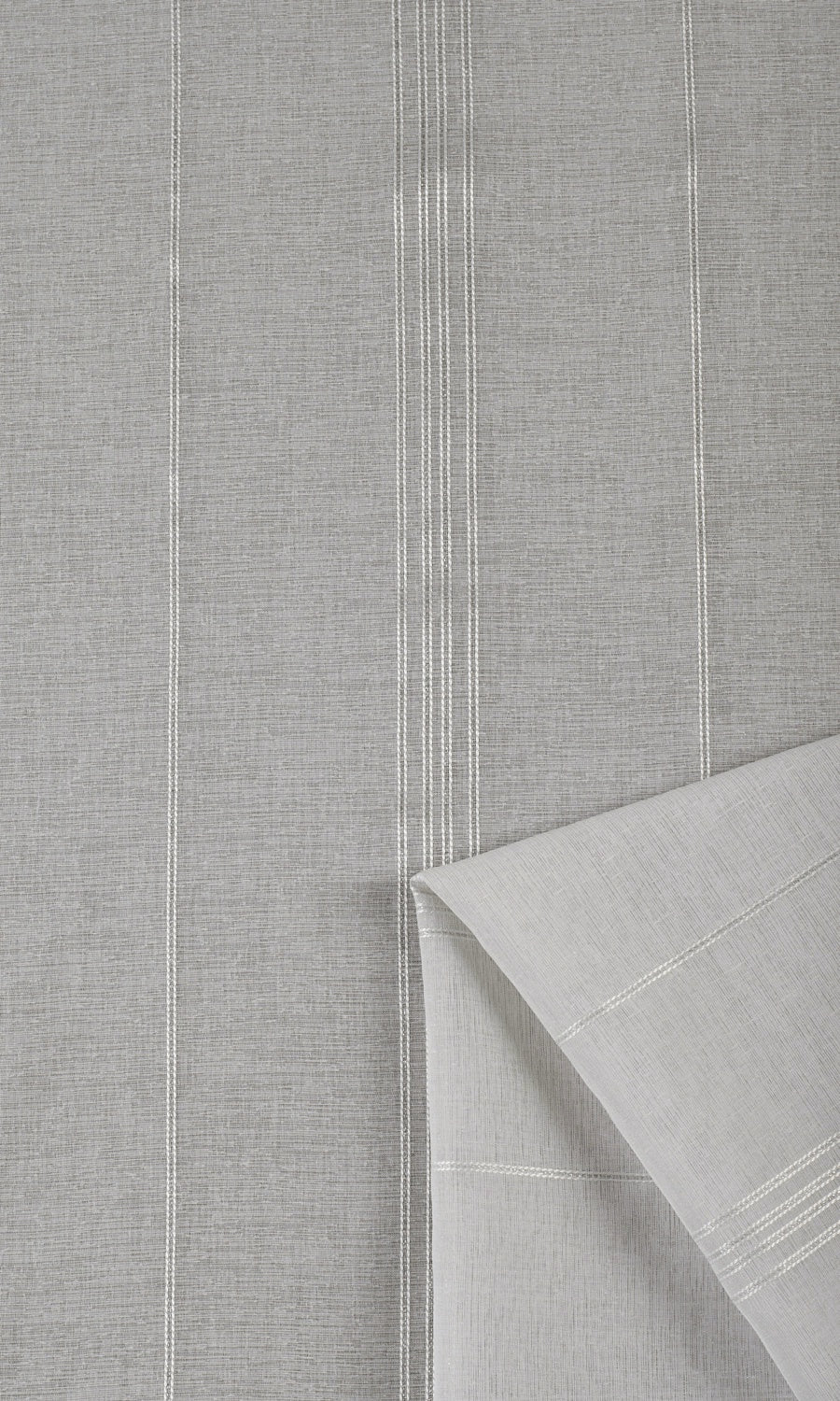 Striped Sheer Fabric Material By the Metre (Grey)