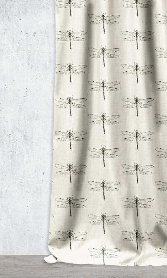 Dragonfly Print Home Décor Fabric By the Metre (Black/ White)