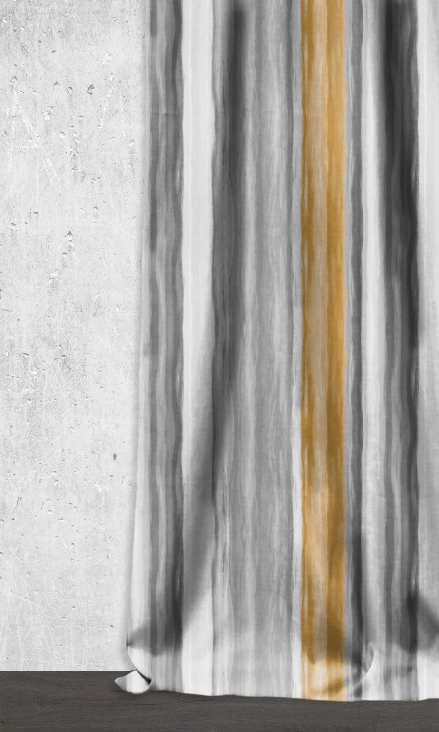 Dimout Striped Window Treatments Fabric Sample (Grey/ Mustard Yellow)