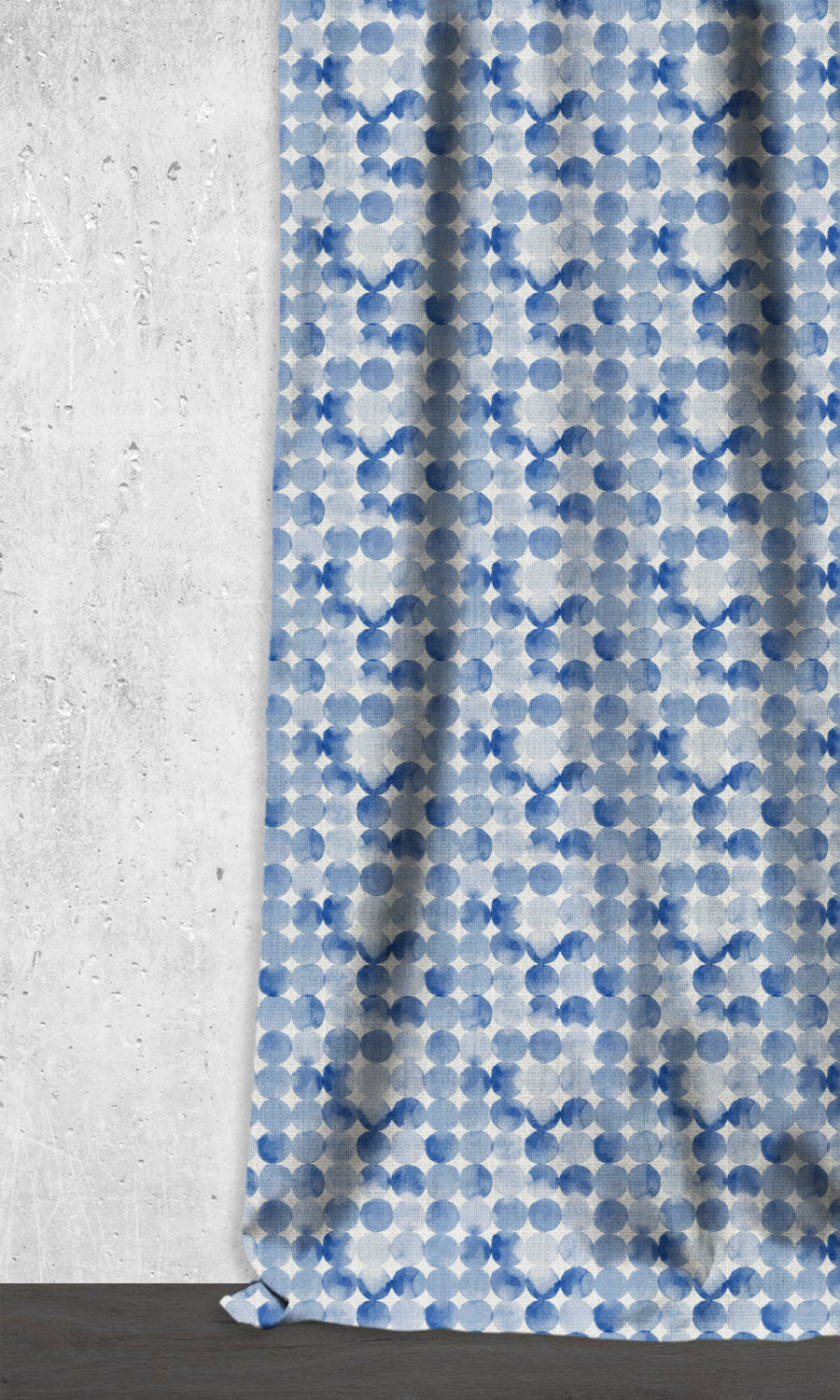Polka Dot Home Décor Fabric By the Metre (Eggshell White/ Blue)