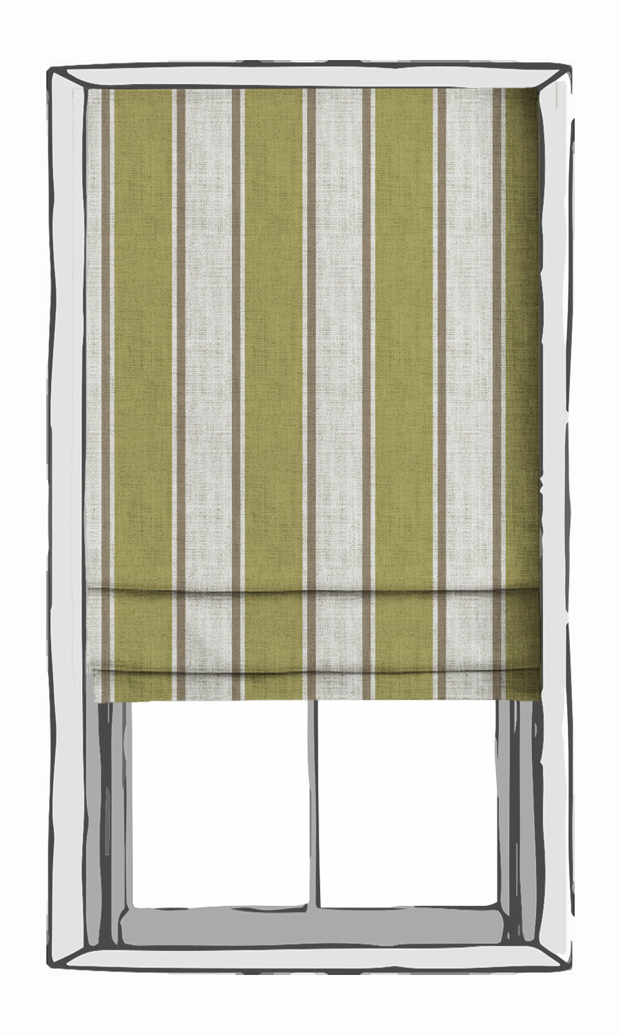 Modern Striped Print Shades (Green/ Brown) Extra Long Short Wide
