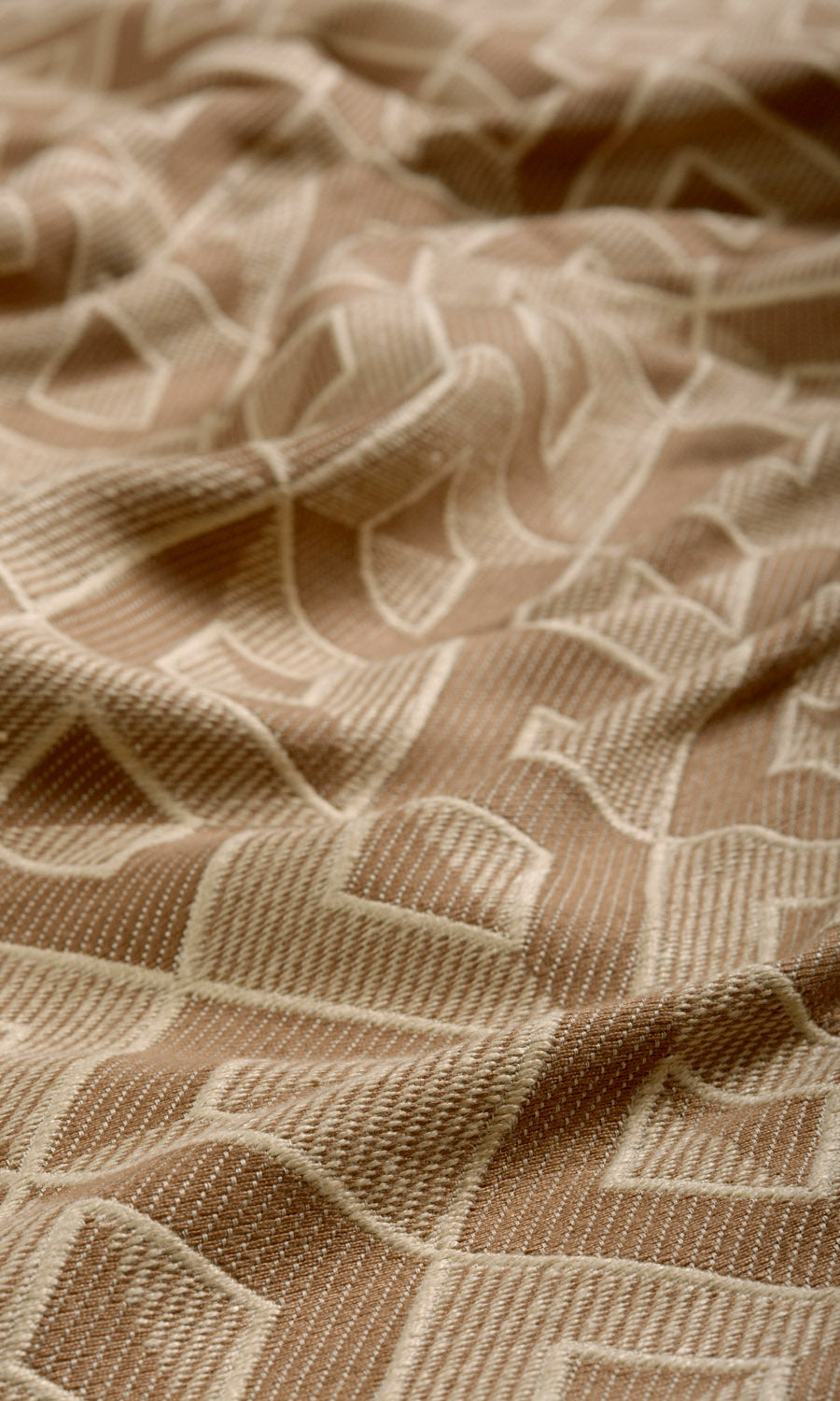 Argyle Patterned Fabric By the Metre for Roman Blinds & Shades (Pale Tan/ Brown)