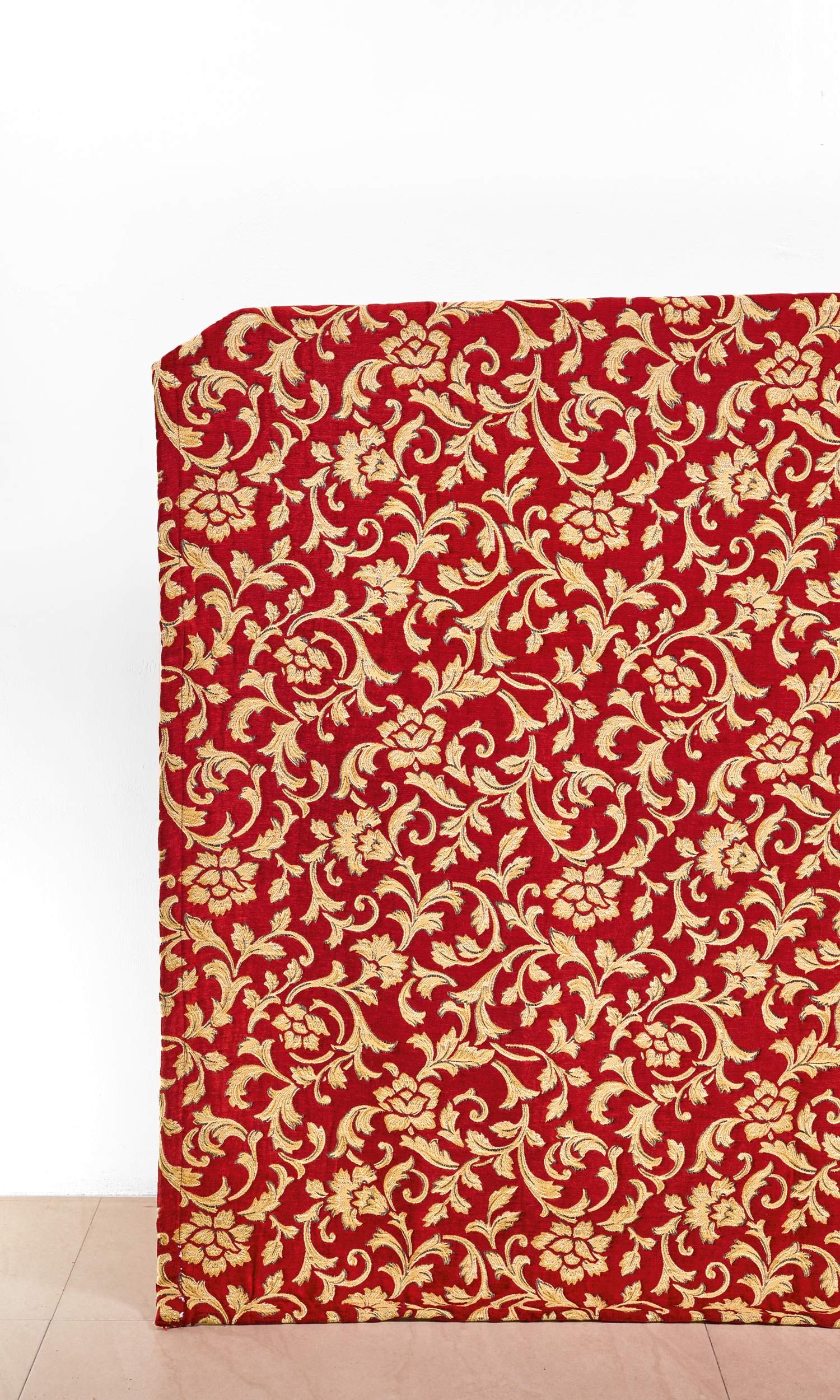 Floral Velvet Home Décor Fabric By the Metre (Beige/ Red)