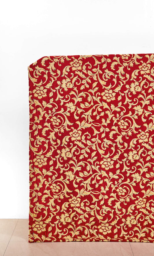 Floral Velvet Home Décor Fabric By the Metre (Beige/ Red)