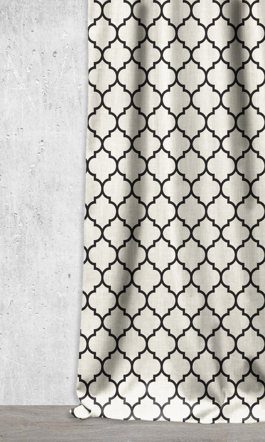 Geometrical Printed Roman Shades (Black/ Ivory)