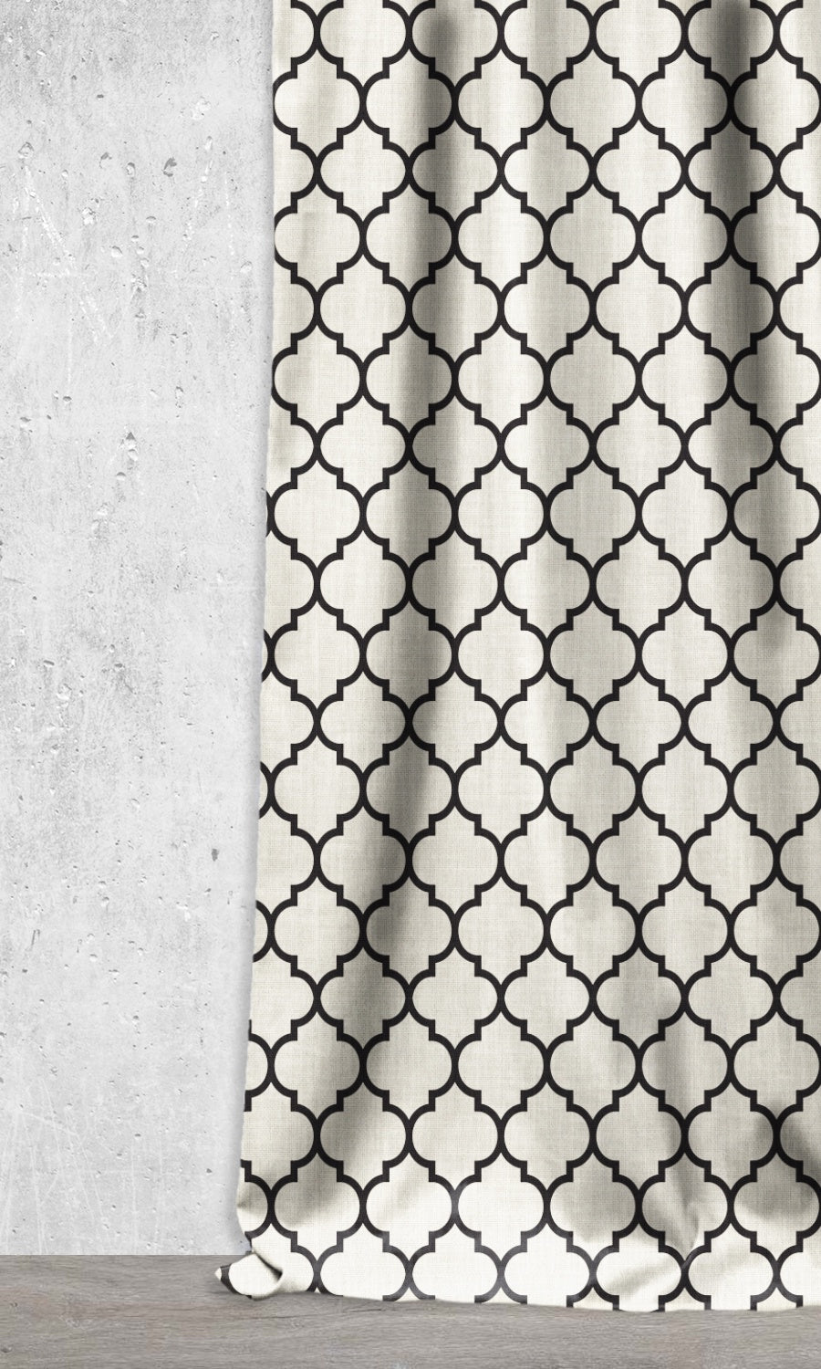 Geometrical Printed Home Décor Fabric By the Metre (Black/ Ivory)