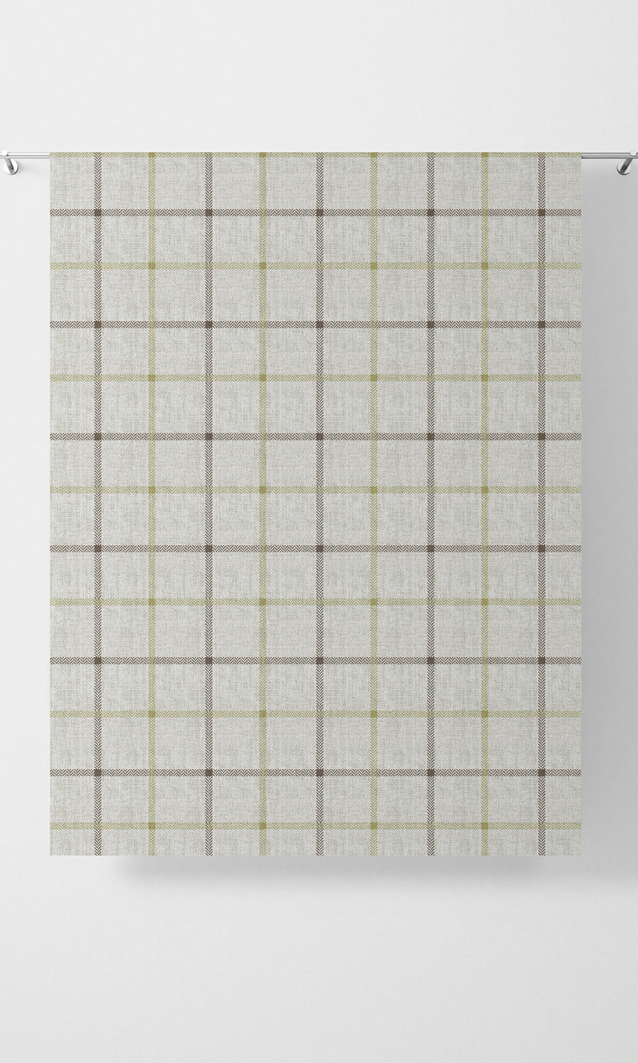 Check Patterned Flat, Plain, Fake, Faux, European Relaxed Roman Blinds (White/ Green)