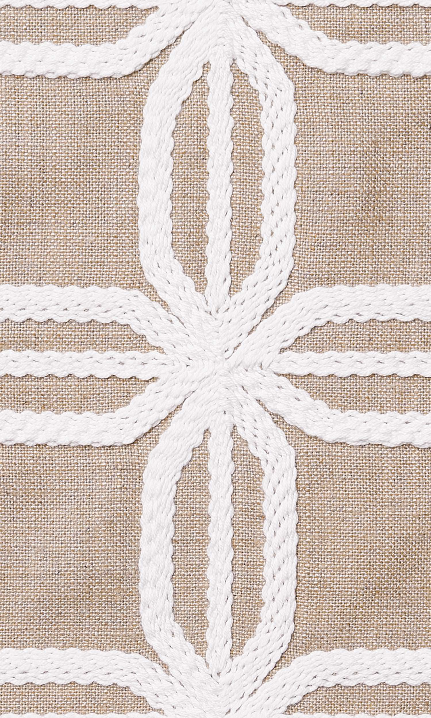 Geometric Cotton-Linen Flat, Plain, Fake, Faux, European Relaxed Roman Blinds (Beige/ White)