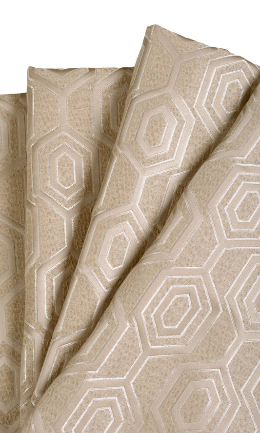 Jacquard Honeycomb Patterned Home Décor Fabric Sample (Beige)