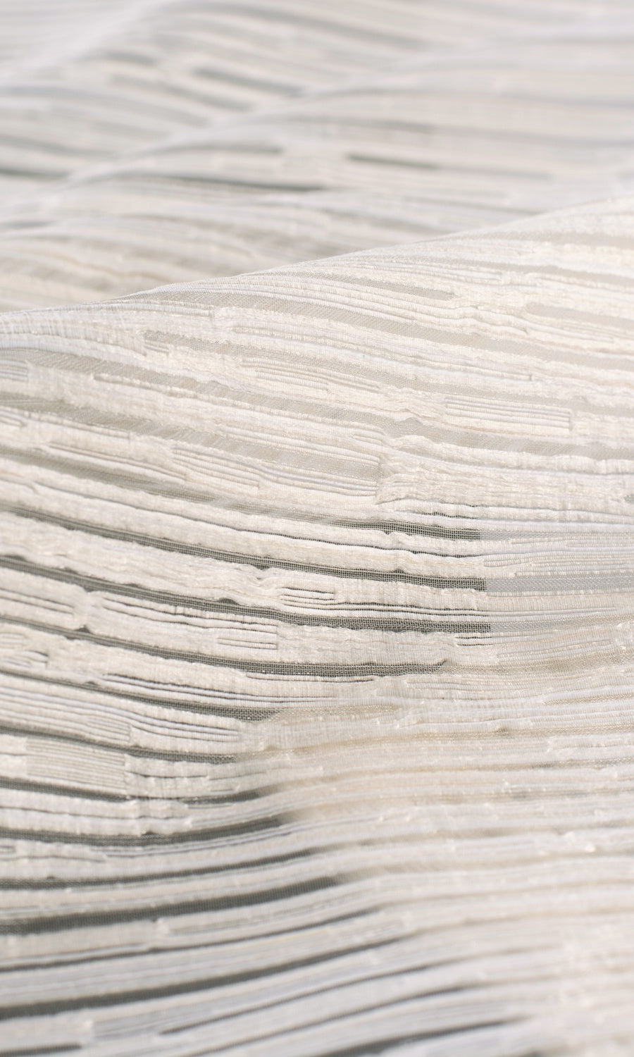 Striped Sheer Home Textile Fabric Material Sample (Cream)