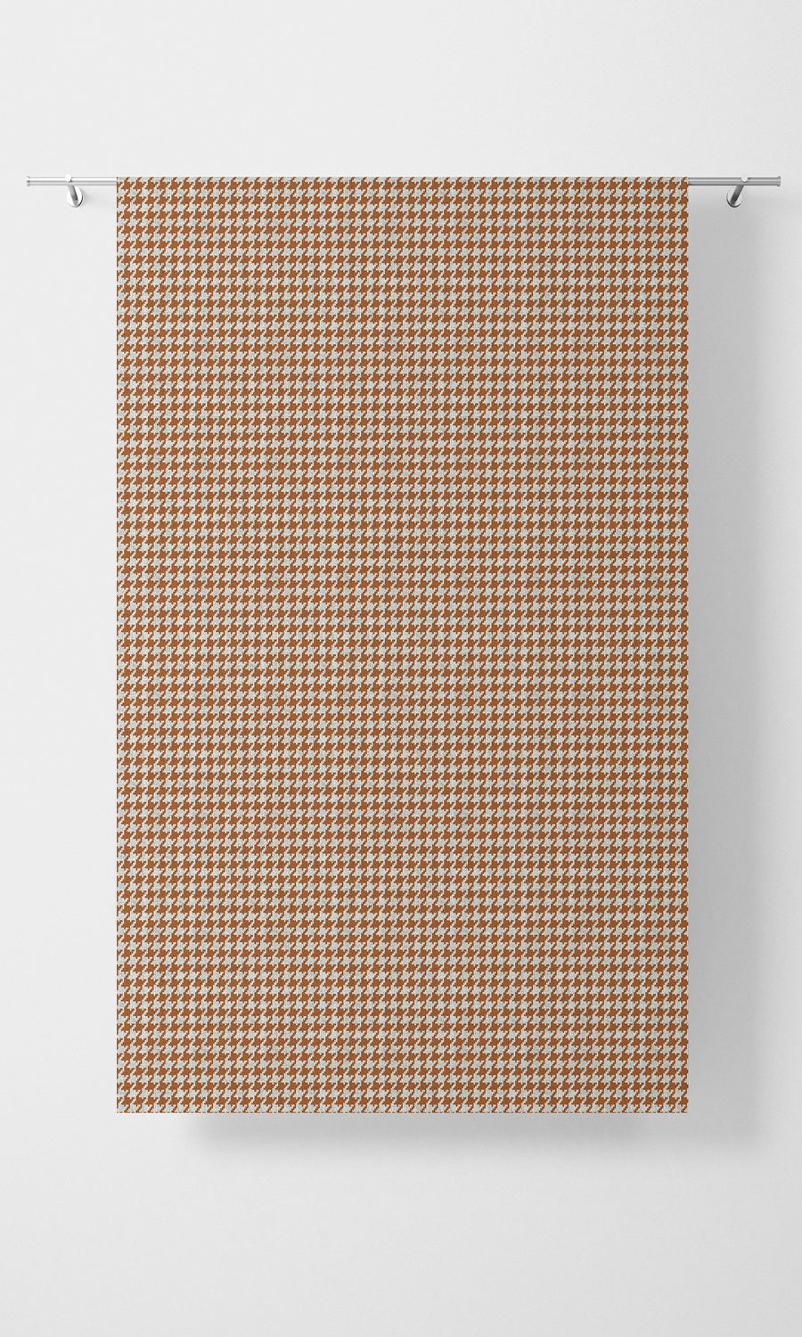 Houndstooth Home Textile Fabric Material By the Metre (Burnt Orange/ White)