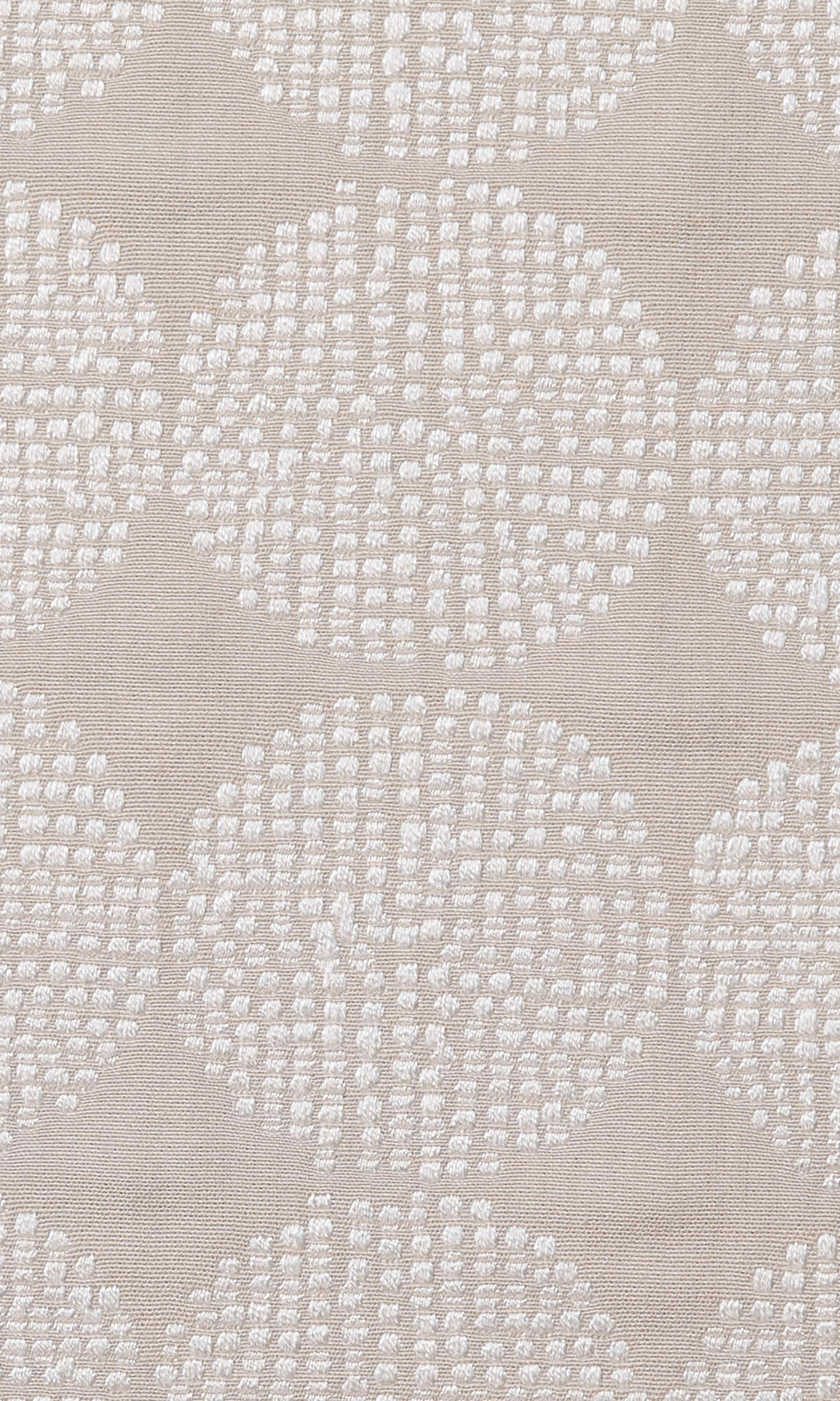 Geometric Embroidered Home Textile Fabric Material By the Metre (Beige/ White)